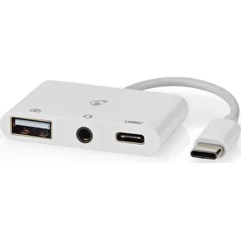 Počítač Nedis CCGB64790WT01 Adaptér, 1× USB 2.0, 1× USB-C, 1× 3,5mm jack, rozhraní USB-C, bílý CCGB64790WT01