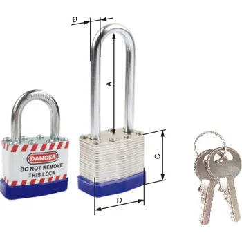 Visací zámek Lockey LOTO bezpečnostní laminovaný zámek, ocelový třmen 6mm Výška třmenu: 23 mm