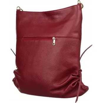 Kabelka Červená kabelka z kůže PTN011R (Elegantní velká nákupní kabelka z přírodní kůže 42 x 39 x 13 cm, červená)