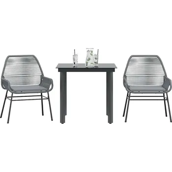 Zahradní sestava vidaXL 3dílný zahradní jídelní set s poduškami polyratan sklo [3334562] Barva: Šedá