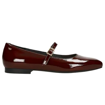 Dámské polobotky Bordové Lakované Baleríny Mary Jane S Páskem Přes Nárt Wojas 4405535 39
