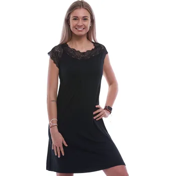 Dámská noční košile Noční košilka dámská černá luxusní hedvábně jemná s krajkou 1D1589 černá m