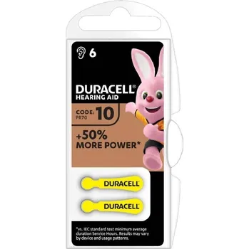 Článková baterie DURACELL HA 10 6ks Baterie, zinkovzdušná, typ 10 (Hearing Aid), 1,45V, 6ks 42435