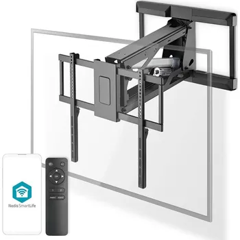 Televizní držák Nedis TVWM5880BK Držák, nástěnný, motorizovaný, pro LCD a TV, úhlopříčka 37–75", nosnost 35kg, nastavení výšky 0–560mm, VESA, dálkové ovládání, černý TVWM5880BK