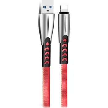 Datový kabel ColorWay USB 2.0 typ A na Lightning 1m Kabel, synchronizační a nabíjecí, USB 2.0 typ A na Lightning, 1m, 2,4A, červený CW-CBUL010-RD