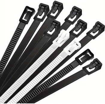 Organizace kabelů Lockey Opakovaně použitelné stahovací pásky (bílé) - balení po 10ks