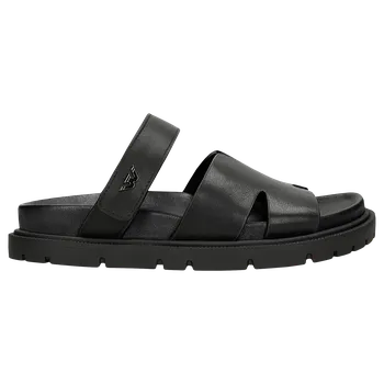 Dámské žabky Černé Kožené Dámské Pantofle Na Ploché Podrážce Wojas 7413551 40