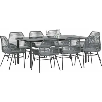 Zahradní sestava vidaXL 9dílný zahradní jídelní set s poduškami polyratan sklo [3334568] Barva: Šedá
