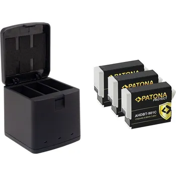 Příslušenství pro videokameru PATONA nabíječka pro 3 baterie GoPro Hero 9/10/11/12 + 3× baterie 1730mAh Nabíječka, pro 3 baterie, kompatibilní s GoPro Hero 9, Hero 10, Hero 11/12, pro AHDBT901, ADBAT001, ADDBD-211, USB-C, + 3× baterie 1730mAh PT1795B