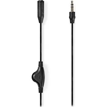 Audio kabel Nedis CAGL22090BK10 Kabel, stereo audio, zástrčka 3,5mm jack - zásuvka 3,5mm jack, s ovládáním hlasitosti, černý, bulk, 1m CAGL22090BK10