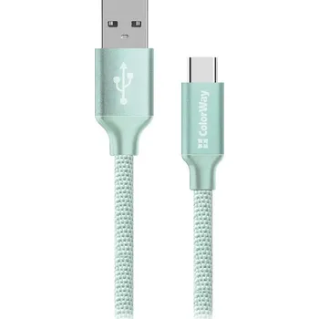 Datový kabel Colorway USB na USB-C 2 m Kabel, synchronizační a nabíjecí, USB 2.0 typ A na USB typ C, 2m, 2,4A, zelený CW-CBUC008-MT
