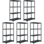 vidaXL Skladové regály 5 ks černé 60 x 30 x 138 cm plastové [276252]