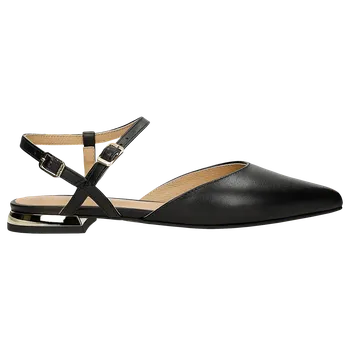 Dámské polobotky Černé Kožené Dámské Polobotky S Křížícími Se Řemínky Wojas 4634151 38