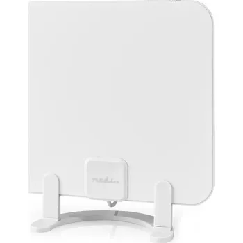 Příjem digitálního pozemního vysílání Nedis ANIR2502BK700 DVB-T anténa, vnitřní, aktivní, 30dB, 470–694MHz, 25km, DVB-T/T2, FM/DAB+, 4G LTE filtr, napájení ze sítě, IEC (koax), bílá ANIR2502BK700