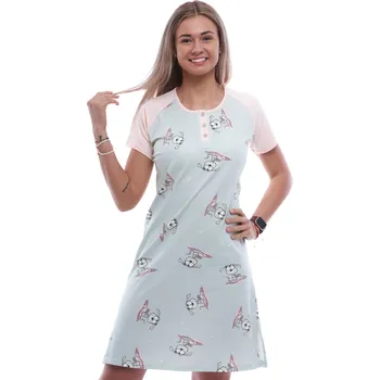 Dámské noční prádlo Světle modrá a růžová pružná košilka pro ženy či dívky s pejsky 1D1584 modrá xl