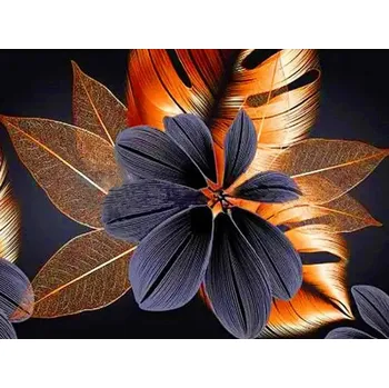 Diamantové malování Diamantové malování/Homfun - Oranžovo-šedý květ