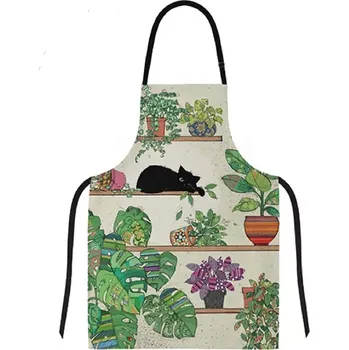 Kuchyňská zástěra Kuchyňská dámská zástěra BUG ART Kočka mezi květináči