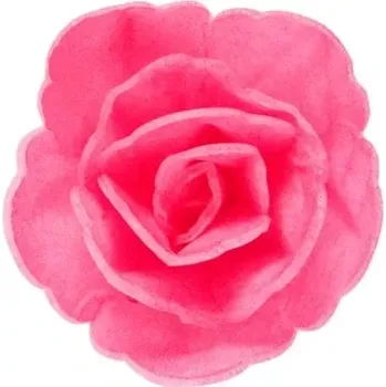 Jedlá dekorace na dort Dekorace oplatková - Růže malá 30 mm, fuksiová, 3 ks