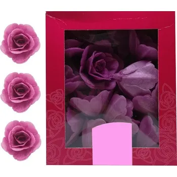 Jedlá dekorace na dort Dekorace oplatková - Růže malá 30 mm, fialová 35 ks