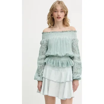 Dámská halenka Halenka s příměsí hedvábí Guess AUDREY W5GH0S.WE550 tyrkysová 66X, vel. M