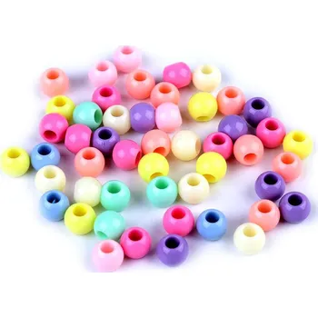 Korálek Plastové korálky s velkým průvlekem 8x10 mm pastelový mix Varianta: mix, Balení: 50 ks