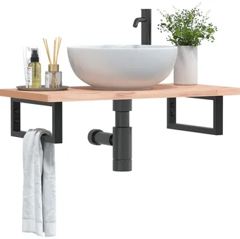 Policové držáky na umyvadlo 2 ks černé obdélníkové ocel Černá 4007270