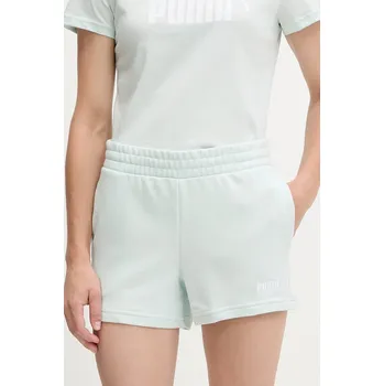 Dámské kraťasy Kraťasy Puma dámské, tyrkysová barva, s aplikací, high waist, 682439 60X, vel. XS