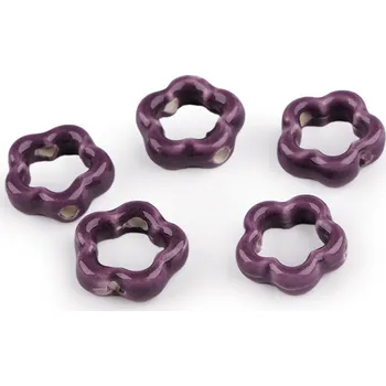 Dětské navlékací korálky Porcelánové korálky / komponenty k výrobě ozdob a přívěsků Varianta: 12 fialová květ, Balení: 5 ks