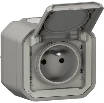 Elektrická zásuvka LEGRAND Zásuvka PLEXO 069731L 2P+T CL IP55 šedá, balení 9+1 069731LA