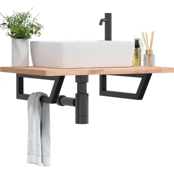 Zahradní nábytek Policové držáky na umyvadlo 2 ks černé lichoběžníkové ocel Černá 4007285