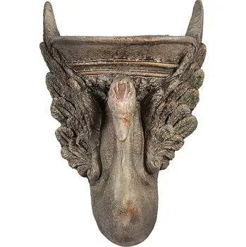 Zahrada Hnědý antik nástěnný květináč labuť Swan Baroque - 30*15*43 cm