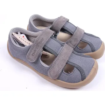 Chlapecké sandály Bačkůrky sandály plátěnky 3F 3BS25/58 bar3foot super flexi šedé barefoot, suchý zip velikost: 26