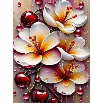 Diamantové malování Diamantové malování/Homfun - Třešňový květ + třpytivé kamínky