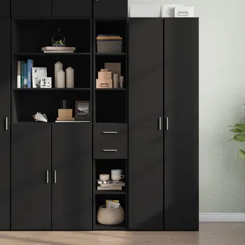přebalovací pult a komoda Skříň highboard černá 30 x 42,5 x 185 cm kompozitní dřevo Černý846237
