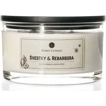 Svíčka KimmyCandles.cz Sójová svíčka Švestky & Rebarbora (3 knoty)