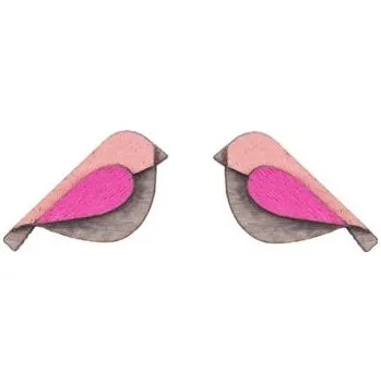 Náušnice Dřevěné náušnice Pink Bird Earrings možností výměny či vrácení do 30 dnů - EW24