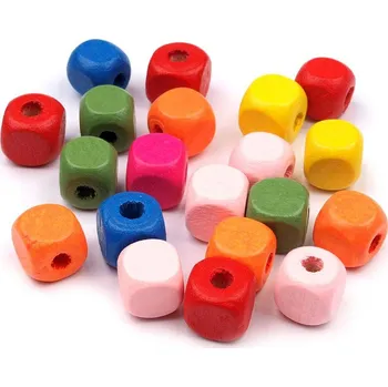Korálek Dřevěné korálky kostka 10x10 mm 2. jakost Varianta: mix, Balení: 20 g