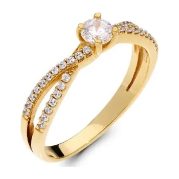 Prsten Couple, Zásnubní prsten Xela ve žlutém zlatě se zirkony, vel. 51, prům. 16.2 mm, 585-35-1-0248.0Z00.0.51.001