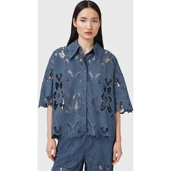 Košile AllSaints CHARLI dámská, modrá barva, relaxed, s klasickým límcem, W098PC 95X, vel. 36