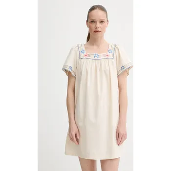 Dámské šaty Šaty s příměsí lnu Levi's AMBRE BABYDOLL DRESS béžová barva, mini, 001HT 01X, vel. L