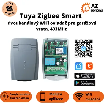 Dálkový ovladač vrat Tuya Zigbee Smart - dvoukanálový WiFi ovladač pro garážová vrata, 433MHz