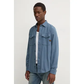 Pánská košile Bavlněná košile G-Star Marine Slim modrá barva, regular, s klasickým límcem, D24963-D454 D24963.D454 95X, vel. M