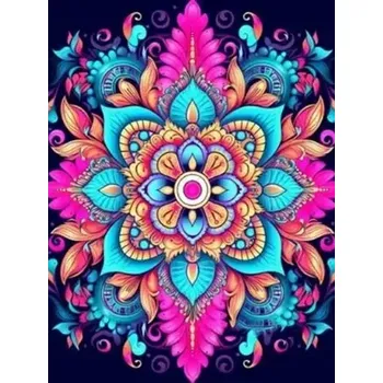 Diamantové malování Diamantové malování/Homfun - Modro-růžová mandala + třpytivé kamínky