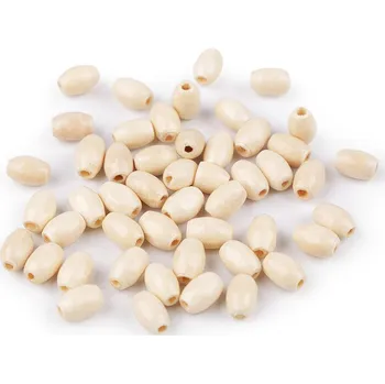 Korálek Dřevěné korálky olivy 5x8 mm Varianta: přírodní sv., Balení: 10 g