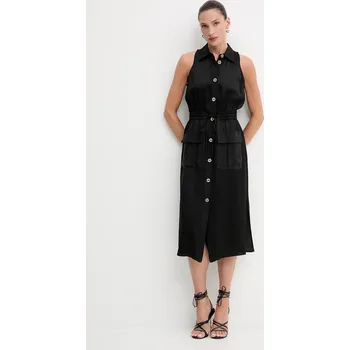 Dámské šaty Šaty s příměsí lnu Twinset černá barva, midi, 251TT2270 99X, vel. 34