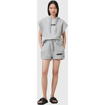 Dámské kraťasy Bavlněné šortky AllSaints SORRI dámské, šedá barva, s potiskem, high waist, W053TC 09X, vel. S