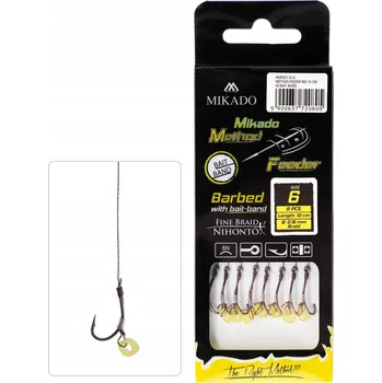 Rybářský háček Háčky zemní s návazcem a otřepem Mikado Method Feeder Rigs 8 ks