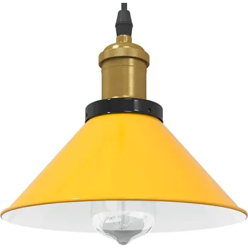 Stojací lampa Závěsné svítidlo nastavitelnou výškou žluté lesklá E27 Ø 22 cm Žlutá4103447