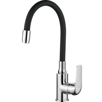Vodovodní baterie Kuchinox Stojánková dřezová baterie ELZA s flexibilní výpustí Chrom/černá