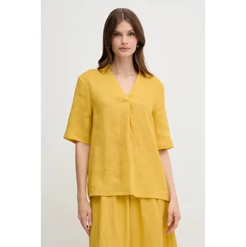 Dámská halenka Lněná halenka United Colors of Benetton 5BMLDQ0B6 žlutá 17X, vel. L